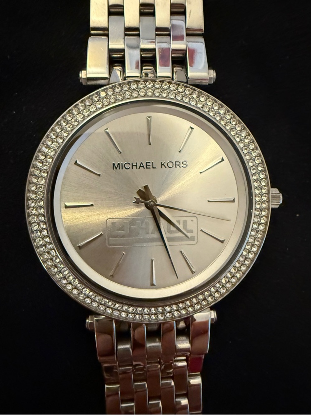 GUC - Michael Kors Women's Silver Crystal-Trim Stainless Steel Watch